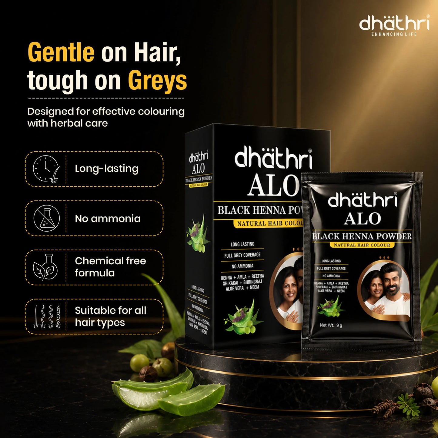 ALO Black Henna Powder (Pack of 5)
